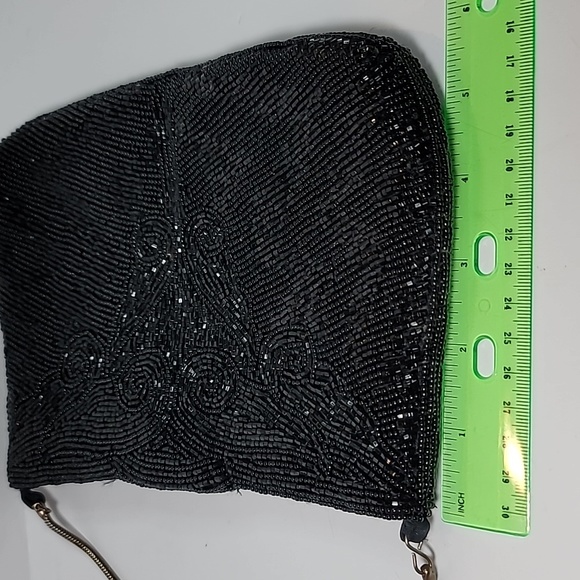 Imperial Fashion beaded purse black silky lining vintage snake chain formal eve - Picture 5 of 12